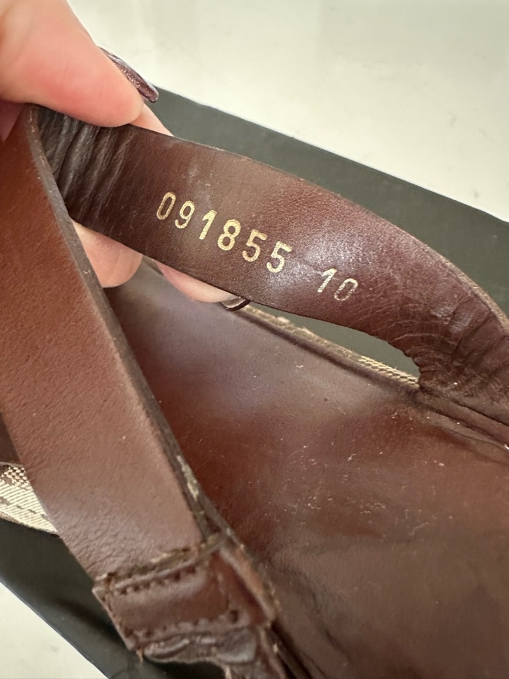 Gucci Brown GG Canvas Low Block Heel Sandals - Picture 7 of 9
